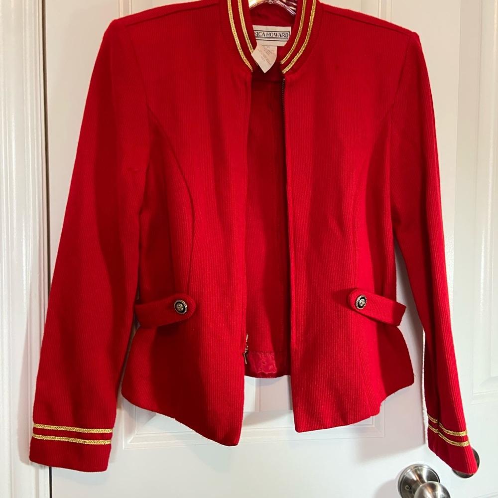 Jessica Howard Red Military Blazer with Gold Trim